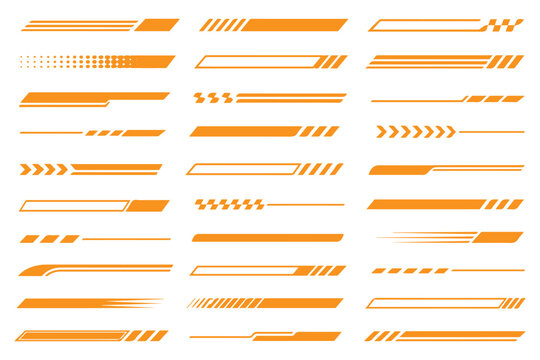 Abstract speed lines collection set, motion stripe effects, black vector illustration for dynamic graphic design. Racing stripe and checkered flag design vector set. vector illustration. motion stripe