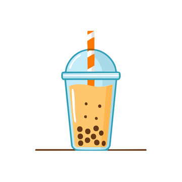 Bubble Tea Drink with Straw
