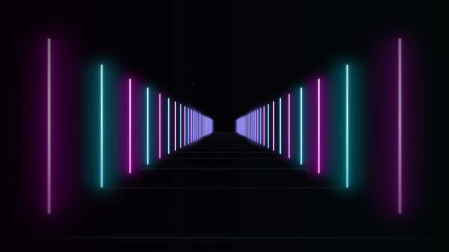 Neon Tunnel Background Abstract Futuristic Loop for Techno Music or Gaming