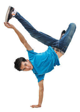 Young man break-dancing png, transparent background