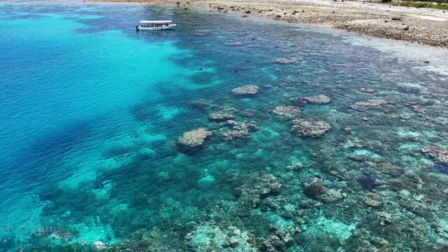 Healthy corals thrive along the edge of Ngerong Island in Palau. This extraordinarily beautiful island-nation is a popular destination for divers, snorkelers, kayakers, and World War II historians. 