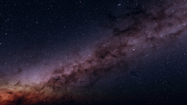 Milky Way Galaxy Stretching Across Night Sky With Dense Star Field And Dust Lanes