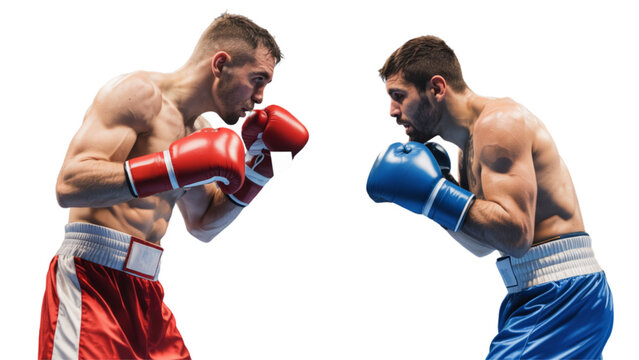 Two boxers fighting in a competitive mixed martial arts match Vector