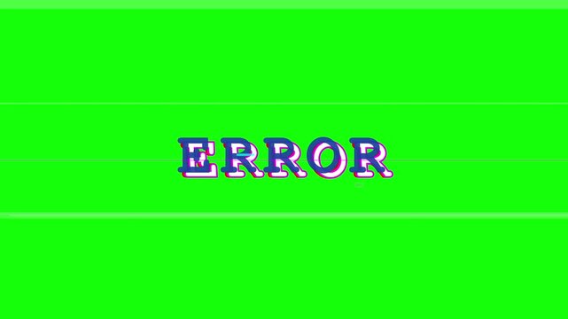 A close-up view of ERROR message on green screen displays technical issue