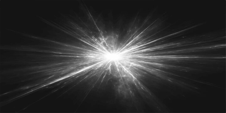 An abstract burst of light, resembling a supernova or a starburst, radiates outward with energetic streaks against a dark, mysterious background.