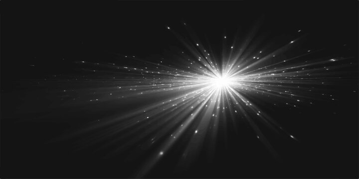 A bright starburst of light radiates outwards against a dark background, creating a dynamic and energetic visual effect.