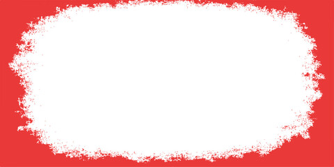 A festive and dynamic white border with a textured, snow-like edge on a vibrant red background, perfect for holiday greetings or design elements. © jaduuu