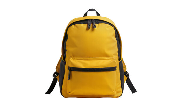 Isolated vibrant yellow and black casual backpack for school, college, travel adventures