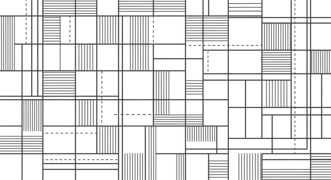 Geometric Line Art Pattern - Abstract Black and White Background