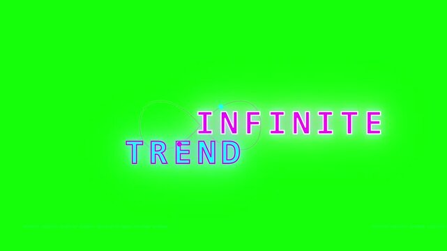 A bright green background with infinite trend text displayed prominently