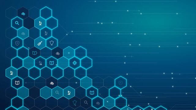 Hexagon Grid Technology Motion Graphics for Science and Technology Projects