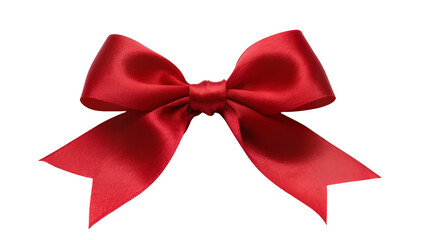 Obraz premium Isolated red satin ribbon bow tied elegantly for gift wrapping or festive decorations