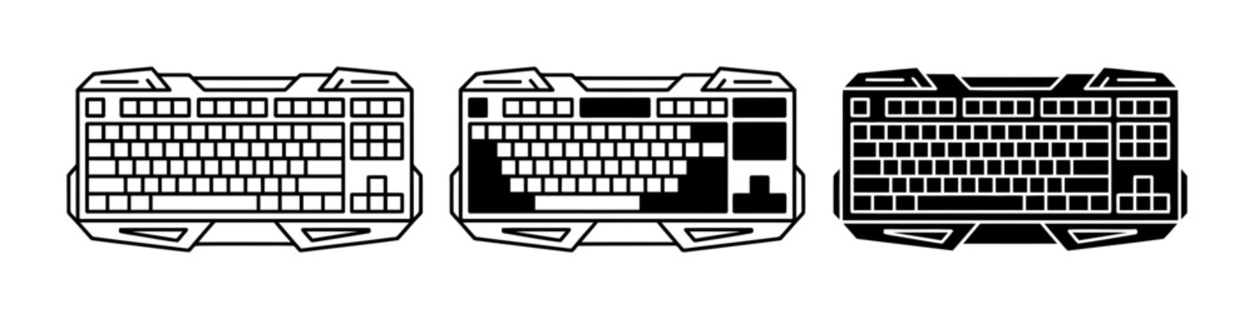Gaming Keyboard Vector Icons, Computer Input Devices, Technology Set