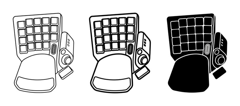 Ergonomic Keyboard Icons, Split Design, Contour Keys, Computer Input Devices, Technology Graphics