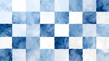 Fototapeta premium Blue and white checkered paint texture