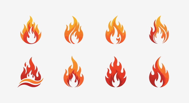 Flames burning with orange and red.