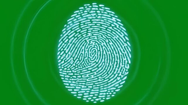 Digital Fingerprint Scan Security Technology Concept Green Background.