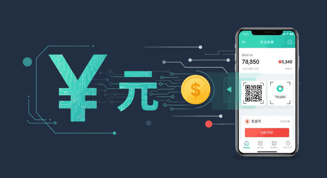 Digital Yuan Payment App with QR Code and Currency Symbol