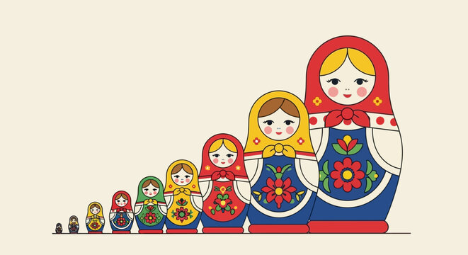Russian Nesting Dolls in a Line