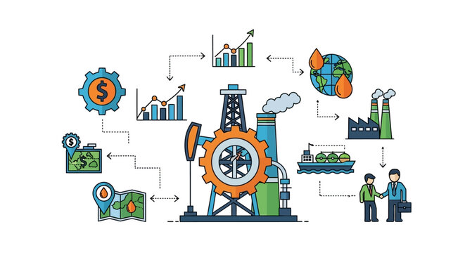 Oil Industry Workflow Diagram - Business and Energy Production