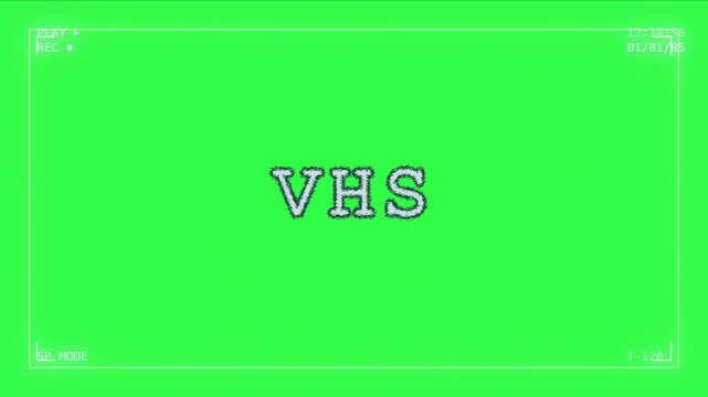 Vintage VHS tape label on a green background with white border