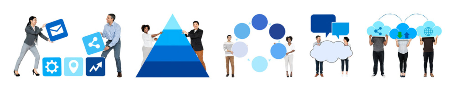 PNG Teamwork building digital solutions on transparent background