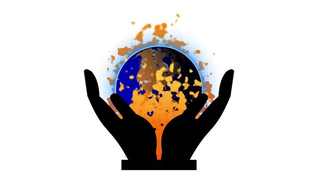 Conceptual 3D animation illustrating global warming and climate change caused by human activity, ready for ecology campaigns, educational presentations, climate crisis documentaries and awareness.