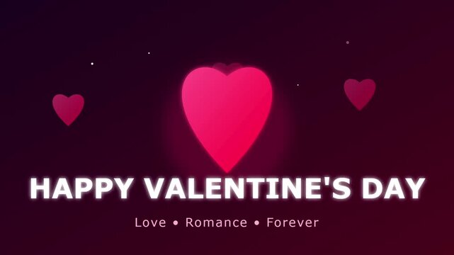 Valentine's Day celebration with hearts and love message on screen