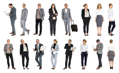 Obraz premium PNG Diverse professionals in business attire on transparent background