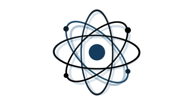 Atomic structure, electrons orbiting nucleus, abstract science icon, symbol of physics