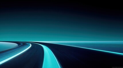 Fototapeta premium Abstract Futuristic Highway Tunnel with Neon Blue Lights Leading to Horizon