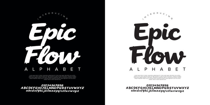 Epic Flow Alphabet Bold Hand Written Brush Script Font Vector for Modern Poster Design