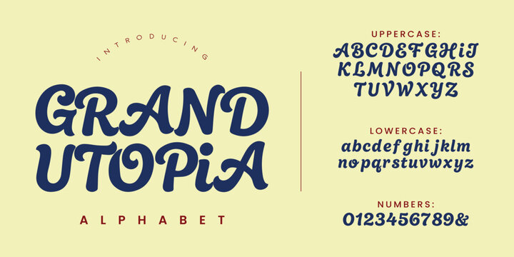 Grand Utopia Alphabet Fun Quirky Retro Bold Display Font Vector for Playful Package