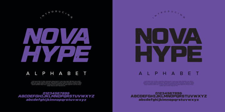 Nova Hype Alphabet Modern Bold Sans Serif Display Font Vector for Sporty Branding