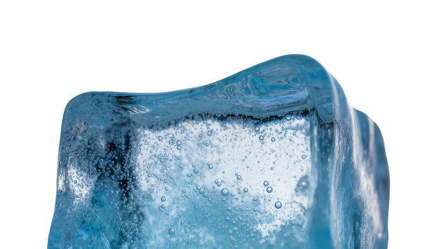 Isolated blue ice with numerous shimmering air bubbles a cool refreshing frozen element