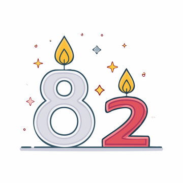 Number 82 Birthday Candle Illustration