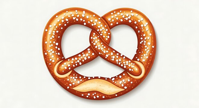 Glossy Pretzel Knot with Salt Crystals on Light Background