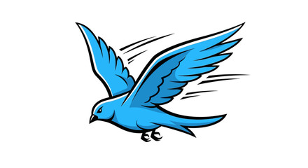 Fototapeta premium Blue Bird Flying with Speed Lines.