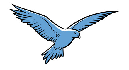 Fototapeta premium Blue bird in flight with wings spread wide.