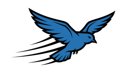 Naklejka premium Blue bird in flight with trailing lines.