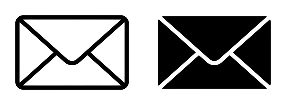 Email Icons: Outline and Solid Envelope Symbols, Communication Graphics, Digital Mail Vector Art