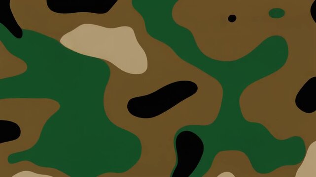 Cinematic Deep Jungle Camouflage Gradient Abstract Background Loop with Slow Melt in Dark Forest Green and Earth Tones