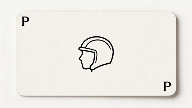 Card with helmet icon and letter P