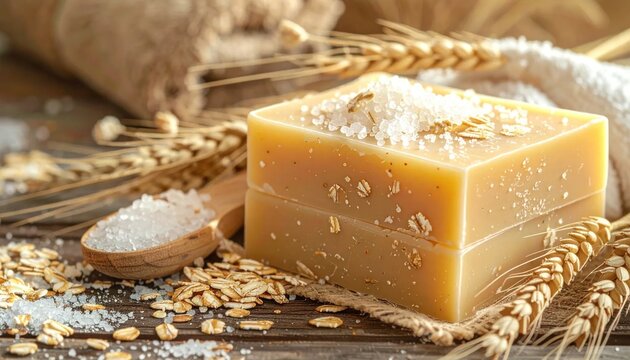 Natural soap with wheat and oats.