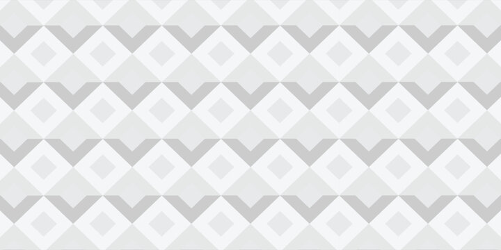 Seamless white and grey geometric diamond pattern background. Minimalist abstract vector texture for wallpaper or textile design