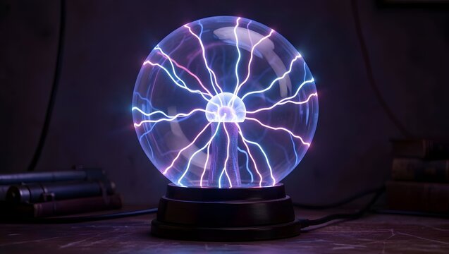 Plasma globe with lightning tendrils