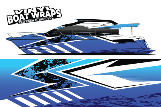 Modern Racing Style Boat Wrap Decal Graphic Abstract Vehicle Illustration 10000000