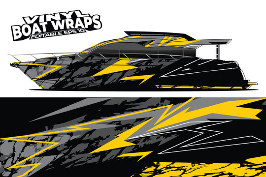 Modern Racing Style Boat Wrap Decal Graphic Abstract Vehicle Illustration 1000000000000000