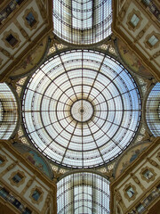 Obraz premium Dome of Galleria Vittorio Emanuele II, Milan, Italy seen from the inside at daylight