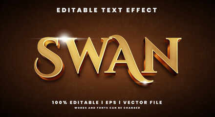 swan 3d effects, golden colors.Text style effects. © Text monster